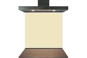 COLOUR 2 GLASS SPLASHBACKS Colour2Glass Coloured Toughened Glass Splashback for Kitchen, Tempered Heat-Resistant Glass Splashbacks with Polished Edges for Cooker and Hob Backsplash (Cream, 60 x 75cm)