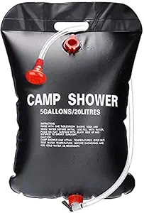 DELAVALA Shower Water Bag Portable 20L Solar Hot Water 45?C Camp with On/Off Switch Removable Hose for Camping Outdoor Traveling Hiking Beach Swimming Summer Adventure Watering Can Plants Garden