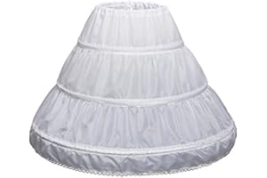 Lottoyday Jupon Blanc pour Enfant avec 3 cerceaux en Dentelle Crinoline 1 Couche Bordure en Dentelle Florale Taille élastique Cordon de Serrage