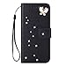 Produktbild Sweau Galaxy J7 2018 Handyhülle, Ultra Dünn PU Leder Flip Cover Wallet Schutzhülle mit Strass Butterfly Muster Innere Silikon TPU Hülle mit Lanyard Strap Lederhülle für Galaxy J7 2018
