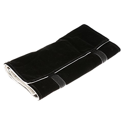 Generic Samt Schmuckrolle Damen Schmuck Uhren Kette Ohringe Aufbewahrung – Schwarz, Grau Uhren, 55 x 82 cm - 4