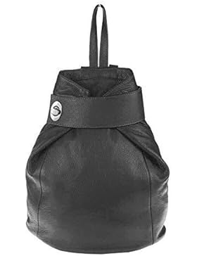 OBC Made in Italy Damen echt Leder Rucksack Daypack Lederrucksack Tasche Schultertasche Ledertasche Handgepäck...