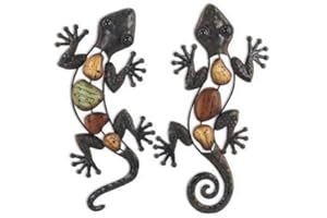 ROCKING GIFTS Adorno de Pared x2 Lagartos, Metal, 30 cm, decoración de Pared, jardín al Aire Libre, Figura de Lagartos, decoración de Metal, Colgante, para Patio o Valla, Sala de Estar, baño