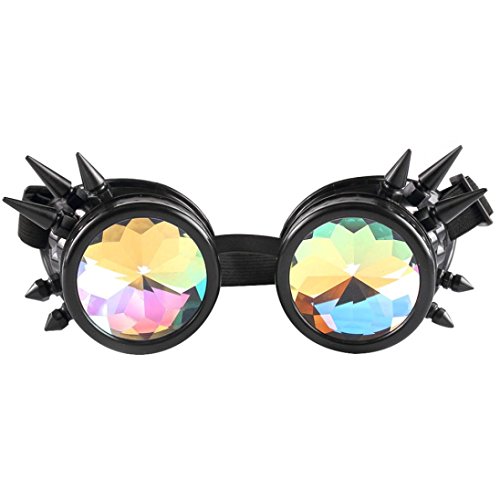 Lunettes de Soleil Ansenesna Verres transparents, Prisme arc-en-ciel - Pour les festivals de musique, Spectacles LED, EDM (B)