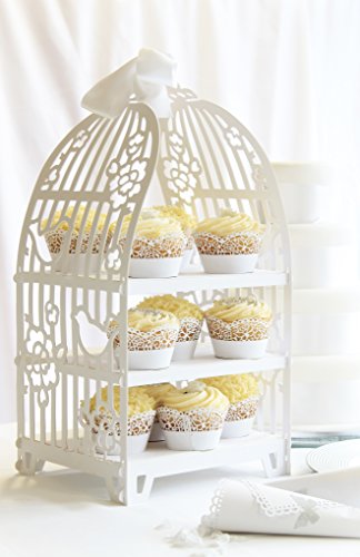 Talking Tables Vogelkäfig für Hochzeiten Cupcake Ständer aus Karton, Mikrofaser, Weiß - 3