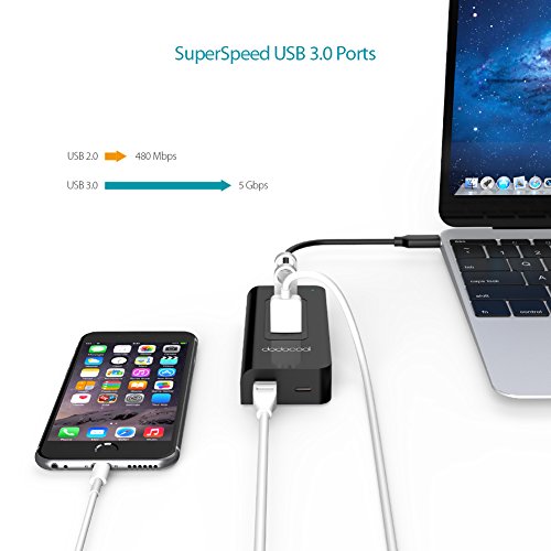 [Ultra dünn und leicht]dodocool USB C Transfer USB A 3.0 Hub RJ45 10/100/1000 Mbit USB C Power Delivery PD 2.0 für Apple neue MacBook/MacBook Pro - 9