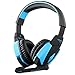 Produktbild CSZH USB Stereo Gaming Kopfhörer Headset Stirnband mit Mikrofon Lautstär keregler LED-Licht für Xbox One PC Laptop Tablet Mac Smart Phone (Schwarz Blau)