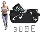 Flache Reise-Bauchtasche mit RFID-Blocker | Unauffälliger Geldgürtel in verschiedenen Farben – von Globeproof® (Schwarz) - 