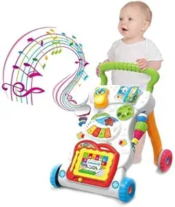 Cloyster Baby Sit-to-Stand Learning Music Walker Trolley Multi Functional Music Cartoon Musical Developmental Educational Toy Gifts for Baby Toddlers Boys Girls Kids for Age 6 Months + (Multi-Colour)