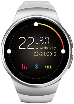 KW18 Bluetooth Smart Watch with Touch Screen and Heart Rate Monitor Play music Smart Health Watch Support SIM TF/SD Card for iPhones Samsung Huawei Gear S2 Android Multi languages (white)