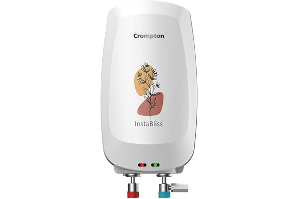 Crompton InstaBliss 5L 3000-Watts Powerful Heating Electric Instant Water Heater (Geyser) for home High Grade SS Tank with Advanced 4 Level Safety Rust-Proof White Wall Mounting