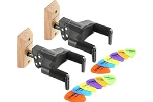 1TO1MUSIC 2x HERCULES Stands GSP38WB PLUS AGS Guitar Wall Hanger with Wood Base & 12 Complimentary Plectrums