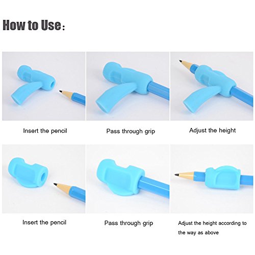 Pencil Grip, Ergonomic Rubber Pencil Grip Schreibhilfsmittel zur Korrektur der Kinderhandschrift (3 Typen-Packung mit 6 Stück) - 2