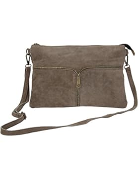 AMBRA Moda Damen Wildleder Clutch Handtasche Umhängetasche Veloursleder Tasche WL813