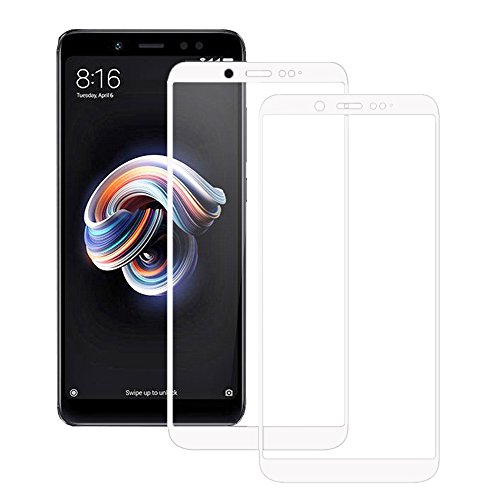 (2 Pack)Xiaomi Redmi Note 5 Pellicola Protettiva, EUGO 3D Full Coverage Vetro Temperato 9H Premio di Protezione Pellicola Schermo, Bianca