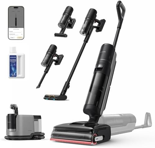 DREAME H15 Mix Aspirapolvere Lavapavimenti 7-In-1, Braccio Robotico IA, Pulizia Bordi su 3 Lati, Aspirazione 23.000 Pa, Dosaggio Intelligente, 0 Grovigli, Lavaggio Spazzola a 100 °C