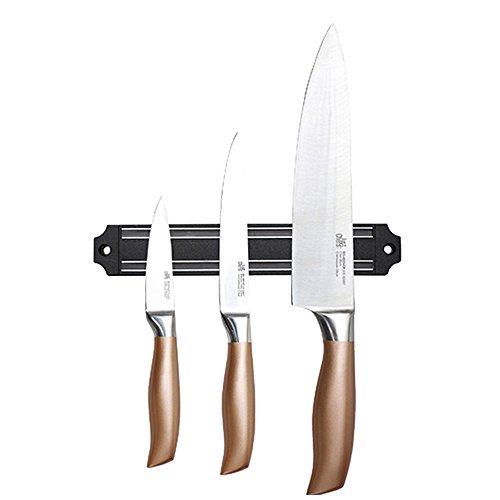 Just For Chefs Q2906 Set 3 Cuchillos+Barra magnética Acero Inoxidable Infinity, Gris
