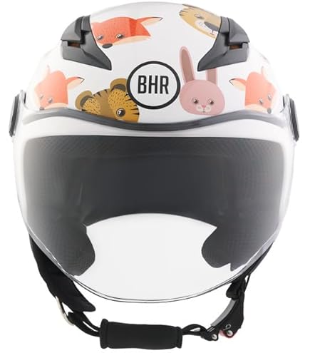 Casco Moto Per Bambini Certificato - Stile Retr&ograve;, Taglia 50-56cm, Con Visiera