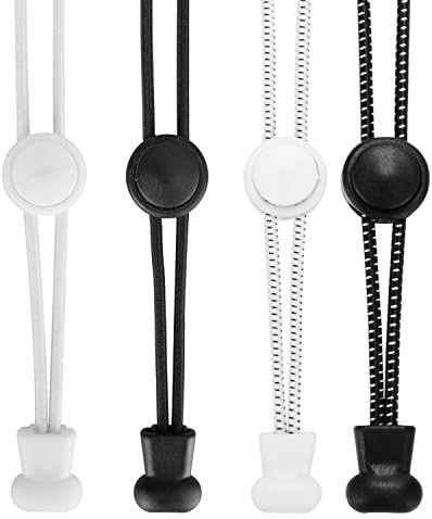No Tie Laces for Kids and Adults, Accevo Elastic Shoelace for Trainer Older Generation, Runners (White+Black)