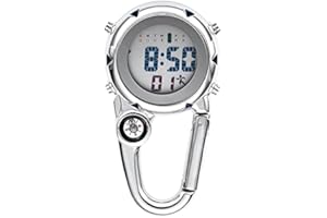 WONOLO Carabiner Watch, Multifunctional Luminous Clip on Carabiner Watch Mini Quartz Watch Compass, Clip On Luminous Multifunctional Carabiner Watch For Outdoor Climbing Activities