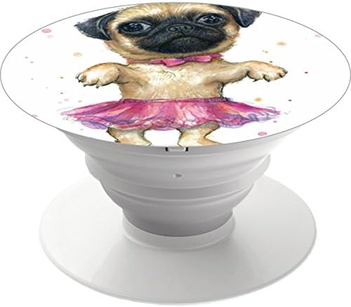 Multi-function Mobile Phone Holder.Expanding Stand and Grip Mount for Smart cell phone and tablet-Pug in a Tutu Cute Puppy Painting