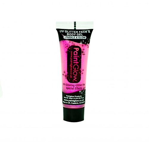 PaintGlow UV Neon Glitter Body Gel, Candy Pink 10 ml