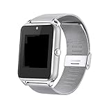 Smart Watch 1,5 Zoll Bluetooth Armbanduhr Mit Kamera TF/Sim Kartensteckplatz Schrittzähler Anti Verloren Aufnahme Für Männer Frauen (Silber)