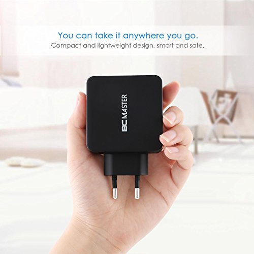 USB-C USB Ladegerät, BC Master Quick Charge 3.0 34.5W 2 Port Schnellladegerät (USB-A+Typ-C Port)für Samsung,Iphone,LG G5,HTC 10,New Macbook,Google Chromebook und Mehr – Schwarz(mit USB Kable) - 3