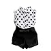 Produktbild Sannysis Kinder Mädchen Polka Punkt T-Shirt + Rosa Bowknot Hosen Shorts 1Set(3-8Jahre) (Schwarz, 140)