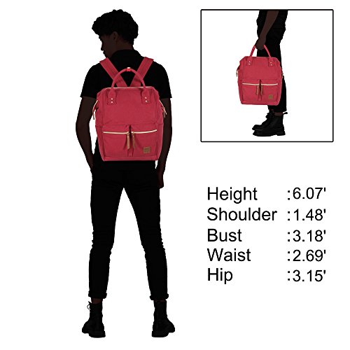 Veevan Damen Herren Retro Canvas Schule Rucksack 15,6 Laptop - 6