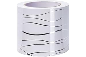 VisitRyl Frises Autocollantes DéCoratives Bordure De Papier Peint Frise Murale Adhesive Pour Cuisine, Salle De Bains,Chambre DéCoration Murale Vague Blanche 10cm X 500cm