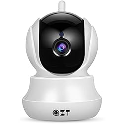 Cámara IP, Cámara de Vigilancia QZT 720P Wifi con Visión Nocturna, Audio Bidireccional, Giro / Inclinación, Detección de Movimiento, Alarma Email, Cámara de Seguridad