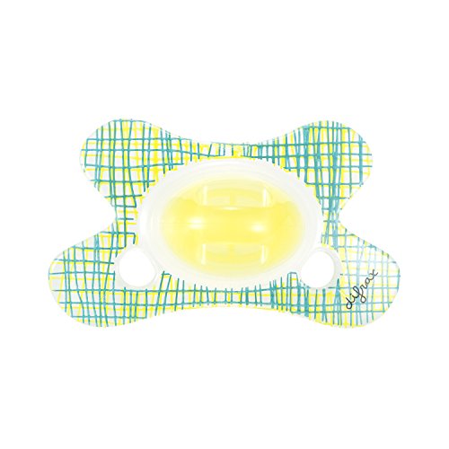 Difrax Natural Pacifier (0-6 Months, Yellow/ Green Grid)