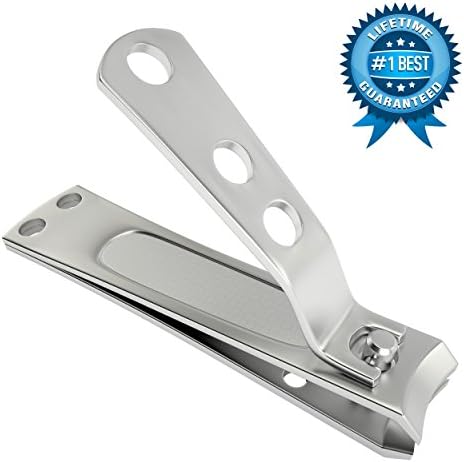 Kohm Jr. Fingernail Clipper - Brushed Stainless Steel. Easy Grip Handle, Built-in Nail File
