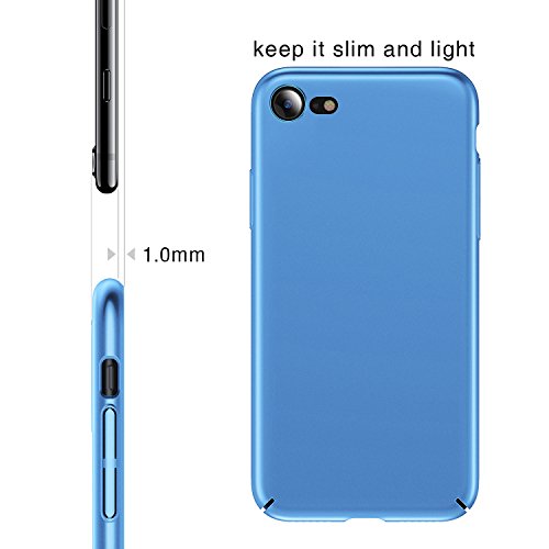iPhone 7 Case, iPhone 8 Case, TORRAS Ultra-Thin Case with [Tempered Glass Screen Protector], Simple Stylish Fully Protective Matt Cover for Apple iPhone 7 (2016) / iPhone 8 (2017) - Light Blue.