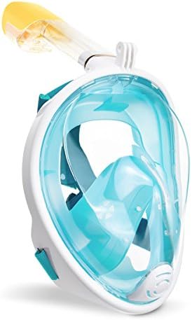 Snorkeling Mask Full Face, Gofun Snorkel Mask 180 Degree Viewing Diving Mask Anti-fog Anti-leak Free Breathing Design Snorkel Mask with GoPro Mount (Green, L/XL)