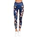 Produktbild Elecenty Yoga Hose Dünne Leggings Damen,Frauen Reizvolle Blätter Drucken Trainingshose Jogginghose Activewear Hosen Hohe Taille Streifen Fitnesshose Leggins Sporthose Bleistifthosen (XL, Blau)