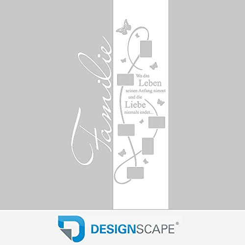 DESIGNSCAPE® Wandtattoo Fotorahmen Banner Familie mit Schmetterlingen 93 x 200 cm (Breite x Höhe) weiss DW807358-M-F5 - 2