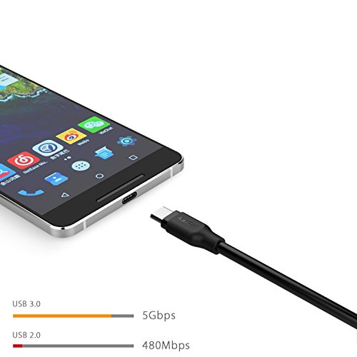 AUKEY USB C Kabel auf USB 3.0A 1M Type C Datenkabel , Ladekabel für Type C Geräte inklusive dem neuen MacBook, Google Chromebook Pixel Nokia N1 Tablet usw. Schwarz - 4