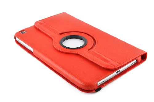 JAMMYLIZARD | ROT 360 Grad rotierende Lederhülle Smart Case für das Samsung Galaxy Tab 3 8.0 voll kompatibel mit der Sleep-Funktion, inkl. Displayschutzfolie - 6