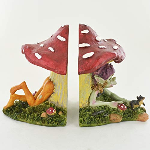 Prezents. com Pixie Serre-Livres à Travers Le Champignon - Fantaisie Fantasy Sculptures pour fée Jardin des Elfes Magique et Enfants Décor