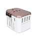 Produktbild JWR Weltweit Reiseadapter Steckdosen 4 USB 2.4A Port + Typ C Netzteil Universal AC Ladegerät Für EU/UK/US/AU,Gold