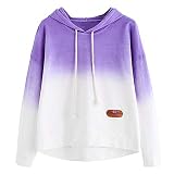 Aberimy Ausverkauf Damen Hoodie Sweatshirt Lange Ärmel Langarm Fashion Patchwork Gradient Color Riemchen Tasche Tuniken Bauchfrei Kapuzenpullover Casual Pullover Blusen Shirt Top