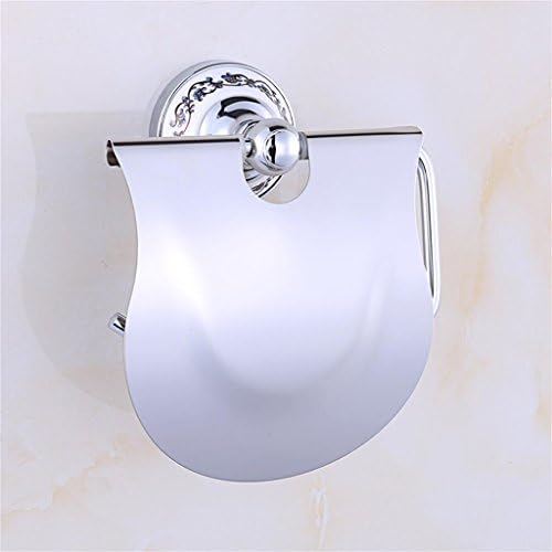 Creative Light- European Blue and White Porcelain Gold-plated Archaize Toilet paper holder(150*75mm) ( Color : B )