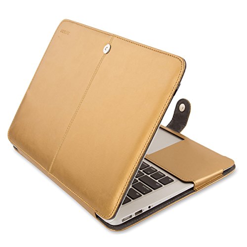 MOSISO Premium Qualität PU Leder Schutzhülle Tasche Hülle Sleeve Aktentasche Case für MacBook Air 13 Zoll (A1369 / A1466), Gold