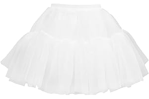 ABOOFAN Falda Corta sin Aros de fantasía tutú Enagua Trajes de Navidad Debajo de la Falda de Tul Vestidos de Bola para Mujeres niña mostrando Blanco