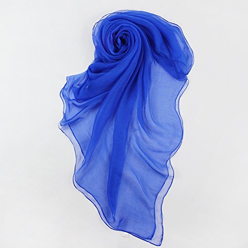 long Silk Scarf Lady Scarf Chiffon Scarf Female Scarf Shawl , sapphire blue