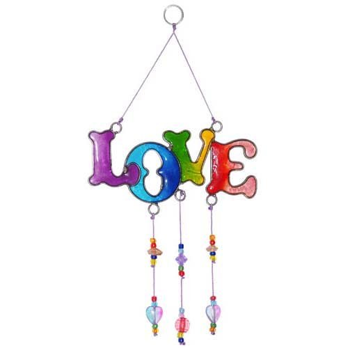 Shared Earth Multi Colour Resin Beaded Love Window Hanging Hippy Suncatcher