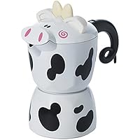 Excelsa VaccheCaffè  - Cafetera italiana, aluminio, modelo vaca, color blanco y negro