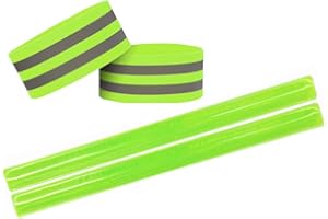 Tomedeks 4 Brassard Reflechissant Brassard Securite Brassard Lumineux Bracelet Fluorescent Brassard Sécurité équipement de Course Réfléchissant, Sangles Réfléchissantes de Sécurité Réglables (GREEN)